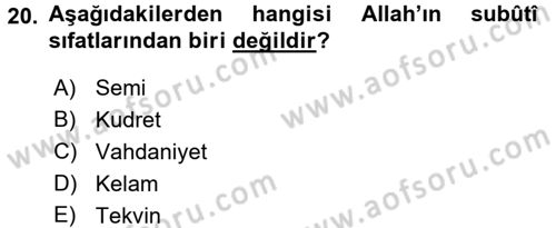 Yaşayan Dünya Dinleri Dersi 2017 - 2018 Yılı 3 Ders Sınav Soruları 20. Soru