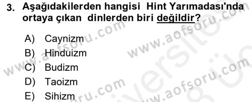 Yaşayan Dünya Dinleri Dersi 2017 - 2018 Yılı 3 Ders Sınav Soruları 3. Soru