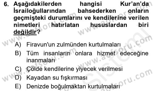 Yaşayan Dünya Dinleri Dersi 2017 - 2018 Yılı 3 Ders Sınav Soruları 6. Soru