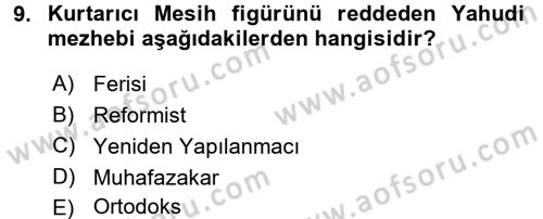 Yaşayan Dünya Dinleri Dersi 2017 - 2018 Yılı 3 Ders Sınav Soruları 9. Soru