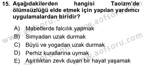Yaşayan Dünya Dinleri Dersi 2017 - 2018 Yılı (Vize) Ara Sınav Soruları 15. Soru