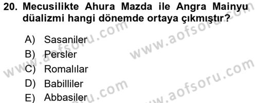 Yaşayan Dünya Dinleri Dersi 2017 - 2018 Yılı (Vize) Ara Sınav Soruları 20. Soru