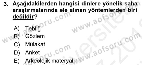 Yaşayan Dünya Dinleri Dersi 2017 - 2018 Yılı (Vize) Ara Sınav Soruları 3. Soru