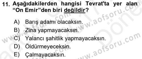 Yaşayan Dünya Dinleri Dersi 2017 - 2018 Yılı (Final) Dönem Sonu Sınav Soruları 11. Soru
