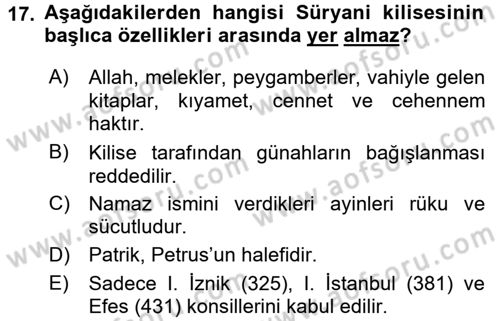 Yaşayan Dünya Dinleri Dersi 2017 - 2018 Yılı (Final) Dönem Sonu Sınav Soruları 17. Soru