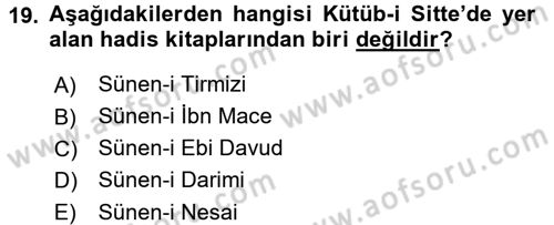 Yaşayan Dünya Dinleri Dersi 2017 - 2018 Yılı (Final) Dönem Sonu Sınav Soruları 19. Soru