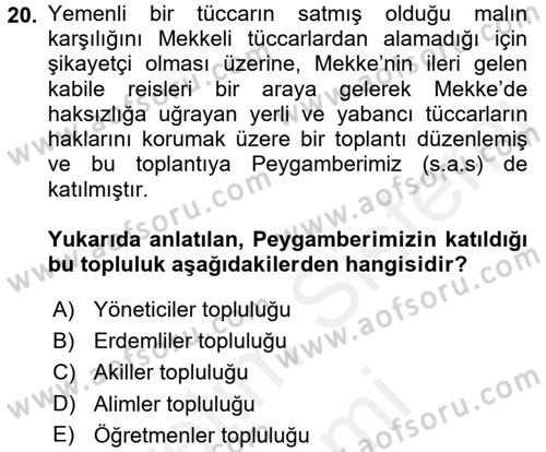 Yaşayan Dünya Dinleri Dersi 2017 - 2018 Yılı (Final) Dönem Sonu Sınav Soruları 20. Soru