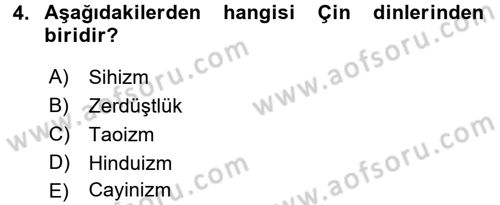 Yaşayan Dünya Dinleri Dersi 2017 - 2018 Yılı (Final) Dönem Sonu Sınav Soruları 4. Soru