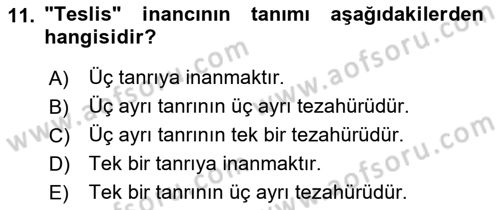 Yaşayan Dünya Dinleri Dersi 2018 - 2019 Yılı 3 Ders Sınav Soruları 11. Soru