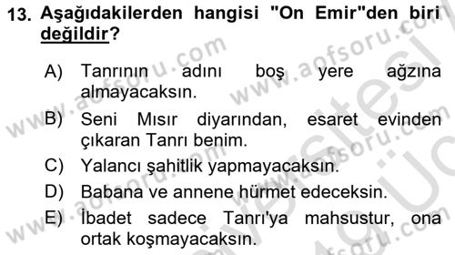 Yaşayan Dünya Dinleri Dersi 2018 - 2019 Yılı 3 Ders Sınav Soruları 13. Soru
