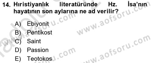 Yaşayan Dünya Dinleri Dersi 2018 - 2019 Yılı 3 Ders Sınav Soruları 14. Soru