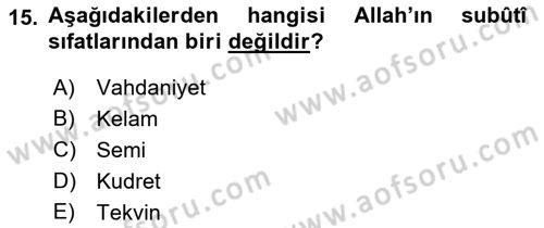 Yaşayan Dünya Dinleri Dersi 2018 - 2019 Yılı 3 Ders Sınav Soruları 15. Soru
