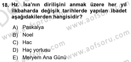 Yaşayan Dünya Dinleri Dersi 2018 - 2019 Yılı 3 Ders Sınav Soruları 18. Soru