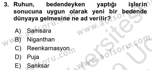 Yaşayan Dünya Dinleri Dersi 2018 - 2019 Yılı 3 Ders Sınav Soruları 3. Soru