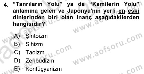 Yaşayan Dünya Dinleri Dersi 2018 - 2019 Yılı 3 Ders Sınav Soruları 4. Soru