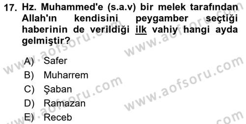 Yaşayan Dünya Dinleri Dersi 2018 - 2019 Yılı (Final) Dönem Sonu Sınav Soruları 17. Soru