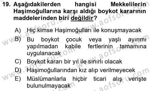 Yaşayan Dünya Dinleri Dersi 2018 - 2019 Yılı (Final) Dönem Sonu Sınav Soruları 19. Soru