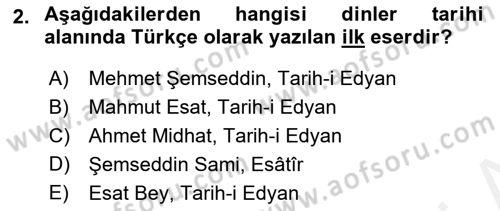 Yaşayan Dünya Dinleri Dersi 2018 - 2019 Yılı (Final) Dönem Sonu Sınav Soruları 2. Soru