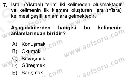 Yaşayan Dünya Dinleri Dersi 2018 - 2019 Yılı (Final) Dönem Sonu Sınav Soruları 7. Soru