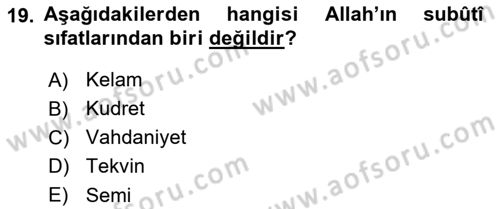 Yaşayan Dünya Dinleri Dersi 2018 - 2019 Yılı Yaz Okulu Sınav Soruları 19. Soru