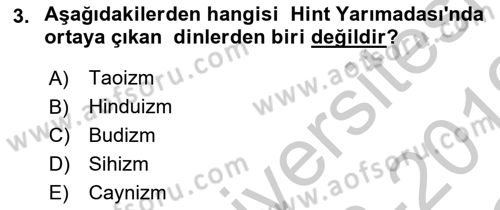 Yaşayan Dünya Dinleri Dersi 2018 - 2019 Yılı Yaz Okulu Sınav Soruları 3. Soru