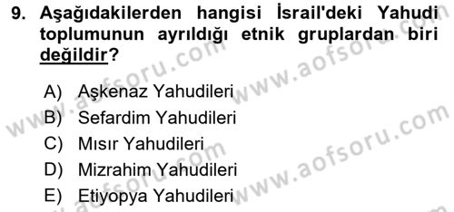 Yaşayan Dünya Dinleri Dersi 2018 - 2019 Yılı Yaz Okulu Sınav Soruları 9. Soru