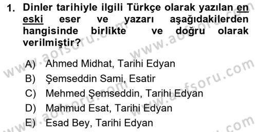 Yaşayan Dünya Dinleri Dersi 2021 - 2022 Yılı (Vize) Ara Sınav Soruları 1. Soru