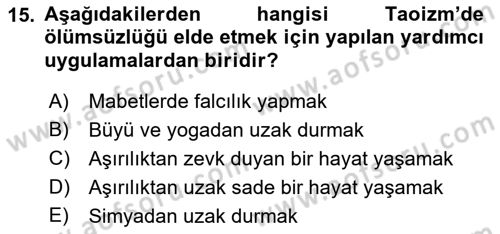 Yaşayan Dünya Dinleri Dersi 2021 - 2022 Yılı (Vize) Ara Sınav Soruları 15. Soru