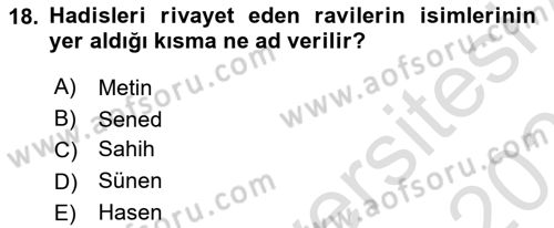 Yaşayan Dünya Dinleri Dersi 2021 - 2022 Yılı (Final) Dönem Sonu Sınav Soruları 18. Soru