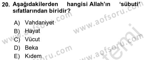Yaşayan Dünya Dinleri Dersi 2021 - 2022 Yılı (Final) Dönem Sonu Sınav Soruları 20. Soru