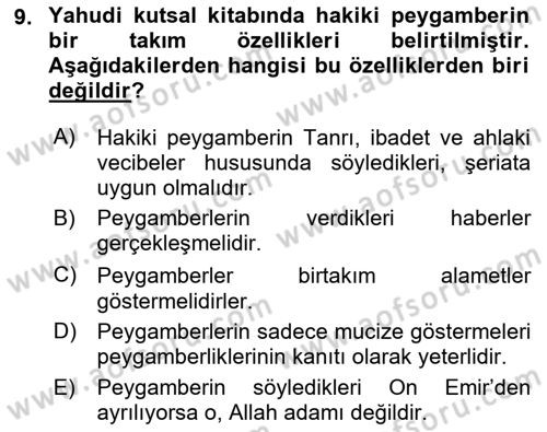 Yaşayan Dünya Dinleri Dersi 2021 - 2022 Yılı (Final) Dönem Sonu Sınav Soruları 9. Soru