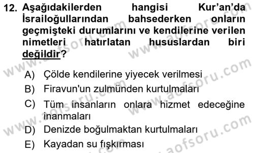 Yaşayan Dünya Dinleri Dersi 2021 - 2022 Yılı Yaz Okulu Sınav Soruları 12. Soru