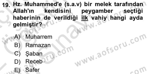 Yaşayan Dünya Dinleri Dersi 2021 - 2022 Yılı Yaz Okulu Sınav Soruları 19. Soru