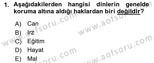 Yaşayan Dünya Dinleri Dersi 2022 - 2023 Yılı Yaz Okulu Sınav Soruları 1. Soru