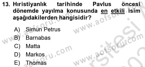 Yaşayan Dünya Dinleri Dersi 2022 - 2023 Yılı Yaz Okulu Sınav Soruları 13. Soru