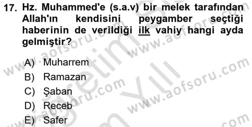Yaşayan Dünya Dinleri Dersi 2022 - 2023 Yılı Yaz Okulu Sınav Soruları 17. Soru