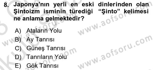 Yaşayan Dünya Dinleri Dersi 2022 - 2023 Yılı Yaz Okulu Sınav Soruları 8. Soru