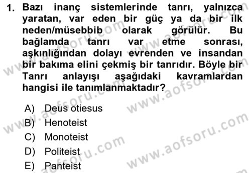 Yaşayan Dünya Dinleri Dersi 2023 - 2024 Yılı (Vize) Ara Sınav Soruları 1. Soru
