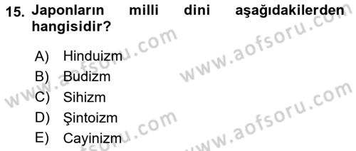 Yaşayan Dünya Dinleri Dersi 2023 - 2024 Yılı (Vize) Ara Sınav Soruları 15. Soru