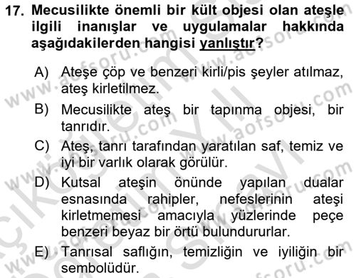 Yaşayan Dünya Dinleri Dersi 2023 - 2024 Yılı (Vize) Ara Sınav Soruları 17. Soru