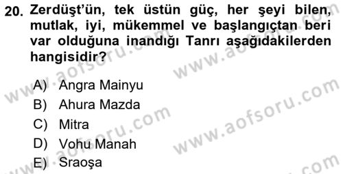 Yaşayan Dünya Dinleri Dersi 2023 - 2024 Yılı (Vize) Ara Sınav Soruları 20. Soru