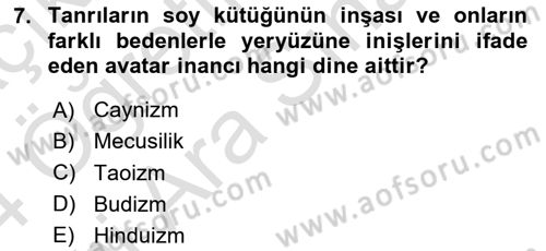 Yaşayan Dünya Dinleri Dersi 2023 - 2024 Yılı (Vize) Ara Sınav Soruları 7. Soru