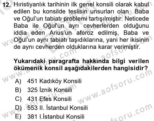 Yaşayan Dünya Dinleri Dersi 2023 - 2024 Yılı (Final) Dönem Sonu Sınav Soruları 12. Soru
