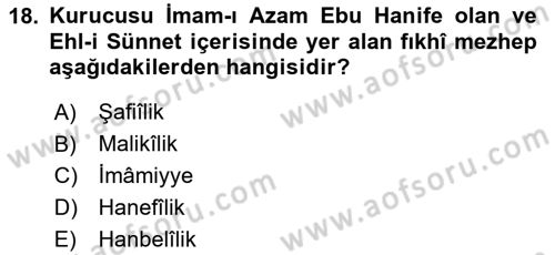 Yaşayan Dünya Dinleri Dersi 2023 - 2024 Yılı (Final) Dönem Sonu Sınav Soruları 18. Soru