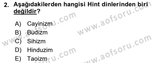 Yaşayan Dünya Dinleri Dersi 2023 - 2024 Yılı (Final) Dönem Sonu Sınav Soruları 2. Soru