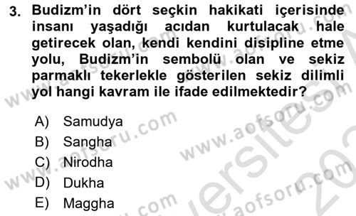 Yaşayan Dünya Dinleri Dersi 2023 - 2024 Yılı (Final) Dönem Sonu Sınav Soruları 3. Soru