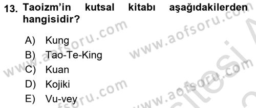Yaşayan Dünya Dinleri Dersi 2024 - 2025 Yılı (Vize) Ara Sınav Soruları 13. Soru