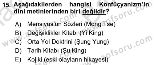 Yaşayan Dünya Dinleri Dersi 2024 - 2025 Yılı (Vize) Ara Sınav Soruları 15. Soru