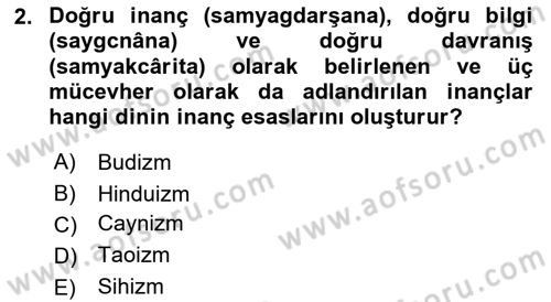 Yaşayan Dünya Dinleri Dersi 2024 - 2025 Yılı (Vize) Ara Sınav Soruları 2. Soru
