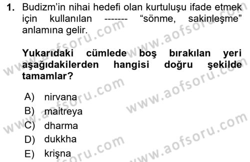 Yaşayan Dünya Dinleri Dersi 2024 - 2025 Yılı (Final) Dönem Sonu Sınav Soruları 1. Soru